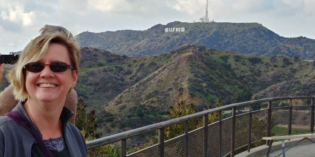 A picture of me with a view to the Hollywood sign.
